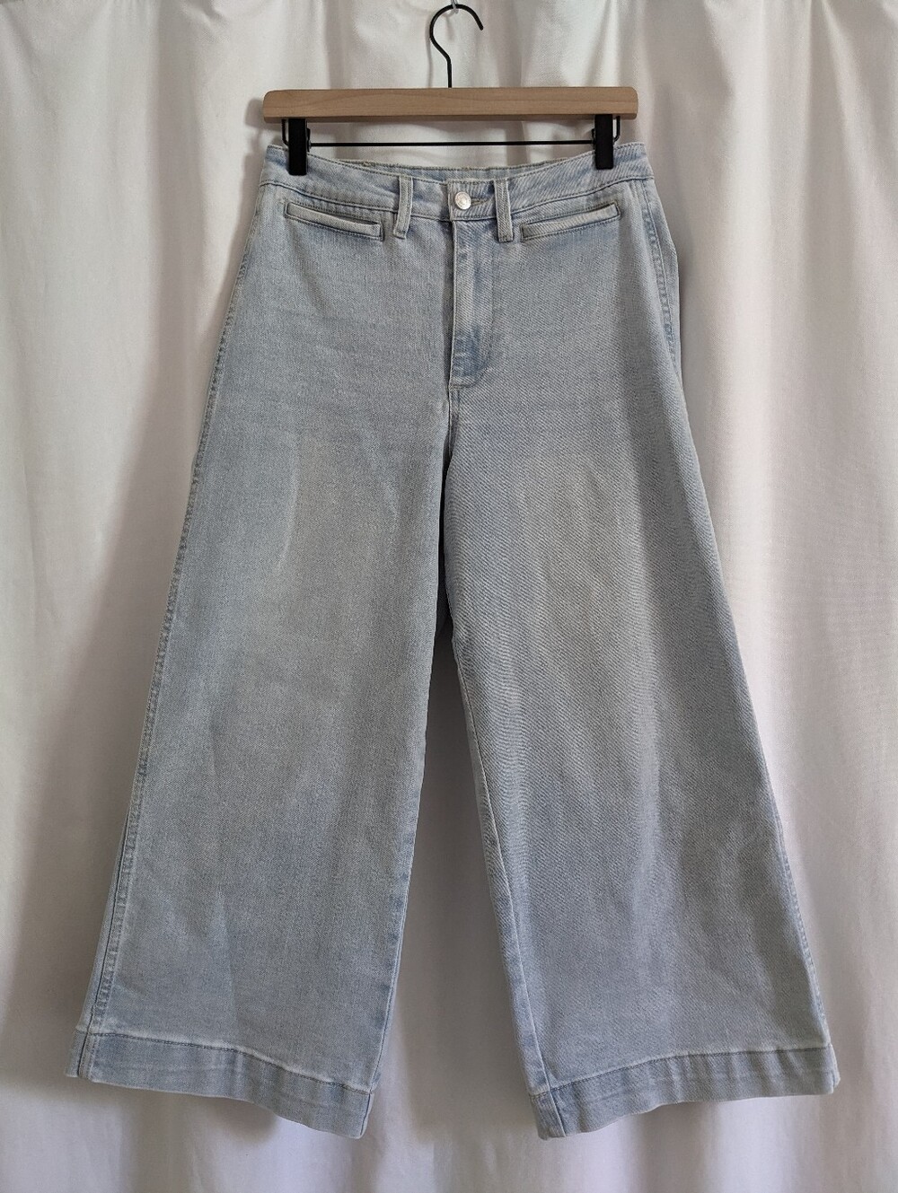 OAT New York Jeans Cropped 6 / 28 High Rise Wide Leg Light Wash Denim